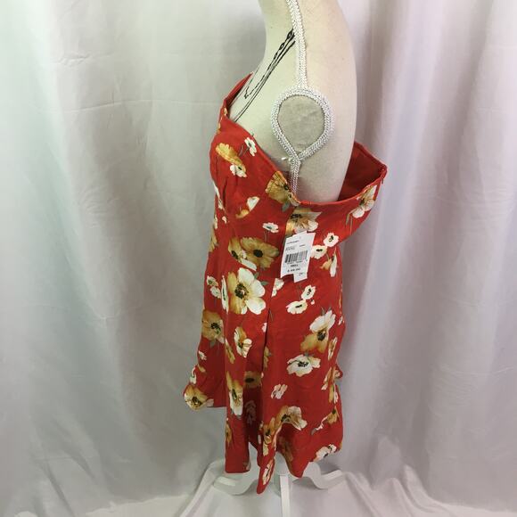Speechless Floral Strapless Dress Red Orange Jrs S - Picture 8 of 16